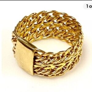 Solid 14 kt gold wide chain ring 5.5